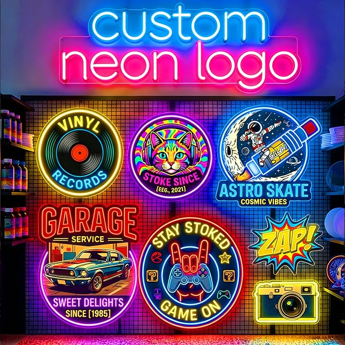 OPBYWE Custom Business Logo Neon Signs, Personalized LED Light Sign with Image Upload for Storefront, Office, Salon & Bar Decor, Commercial Signage Wall Art