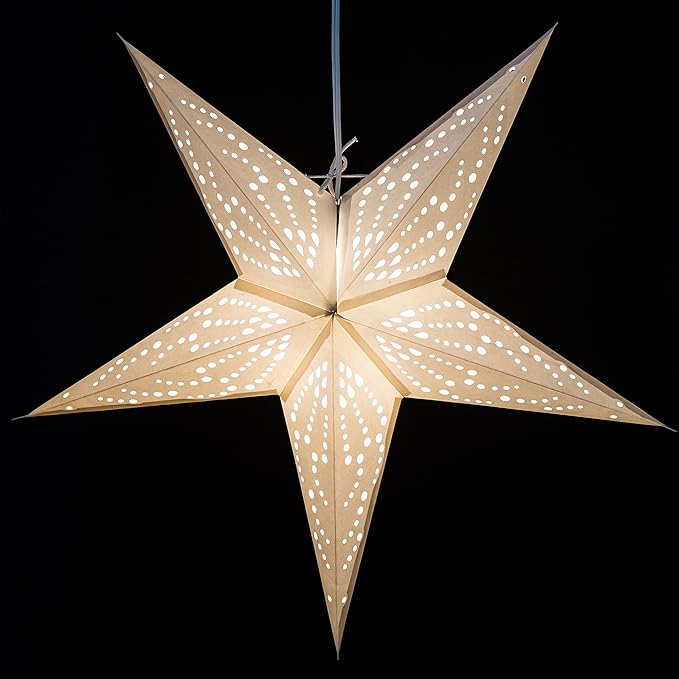 Frozen Paper Star Lantern with 12 Foot Power Cord Included