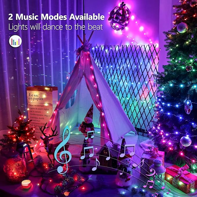 BrizLabs Easter Fairy Lights, 66ft 200 LED Color Changing Fairy Lights with Remote, Plugin Pastel Twinkle Light RGB Rainbow Starry Xmas Light Music Sync for Xmas Halloween Easter Home Party Wedding