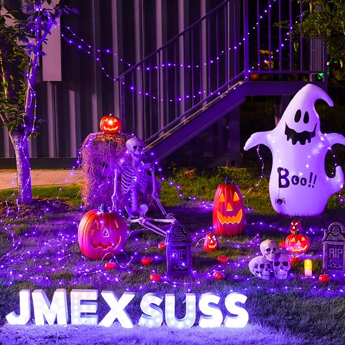 JMEXSUSS 2 Pack Purple Fairy Lights Battery Operated, Total 400LED 132ft | Halloween Fairy Lights with Remote, Timer, 8 Modes, Christmas Twinkle String Lights for Halloween Bedroom Tree Patio Decor