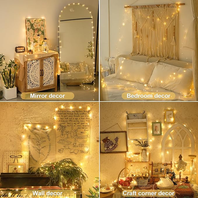 JMEXSUSS 2 Pack Fairy Lights Battery Operated with Remote, Warm White | Total 400LED 132ft String Lights, Twinkle Fairy Lights for Bedroom, Classroom, Dorm, Tree, Party, Patio, Indoor Outdoor Decor