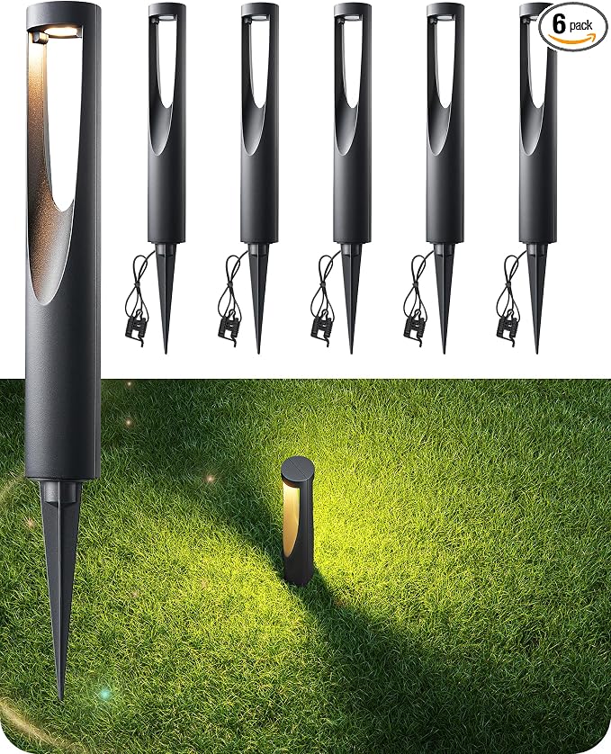 EDISHINE Low Voltage Landscape Lights for Walkway 6 Pack | 150LM 3000K, CRI80, LED Electric Outdoor Landscape Lighting with Connectors, Waterproof for Yard, Garden