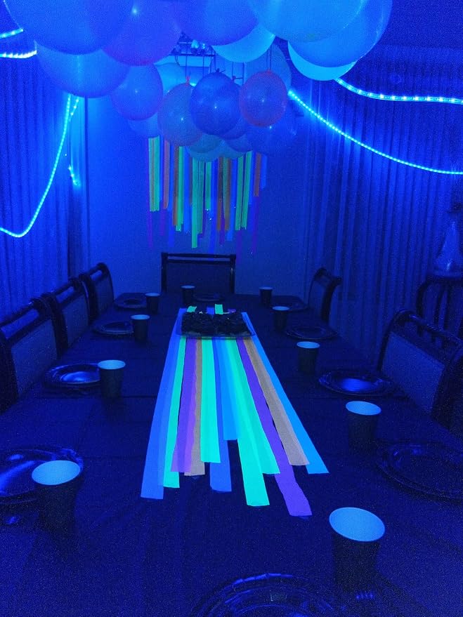 LED UV Black Light Rope Light, 24 Feet, 10MM Diameter for Glow Party | UV Blacklight for Fluorescent Glow Parties, Birthday, Halloween, Stage Decoration, Indoor Outdoor, 144 Ultraviolet LED Bulbs