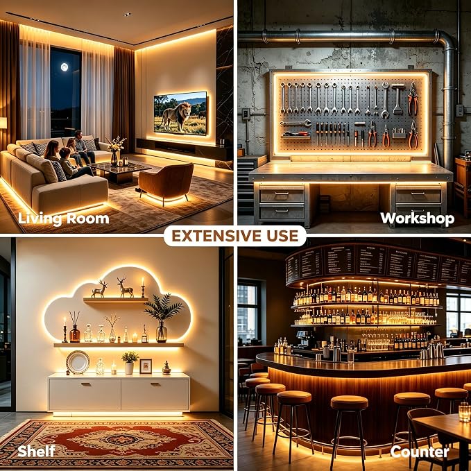 6FT USB COB LED Light Strip, Cuttable Behind TV Backlight, Bright Warm White 5V Strip Lights for Bedroom Kitchen, Small Short Dimmable LEDs Strips Under Bed Cabinet, Luces LED para TV Cocina Cuarto