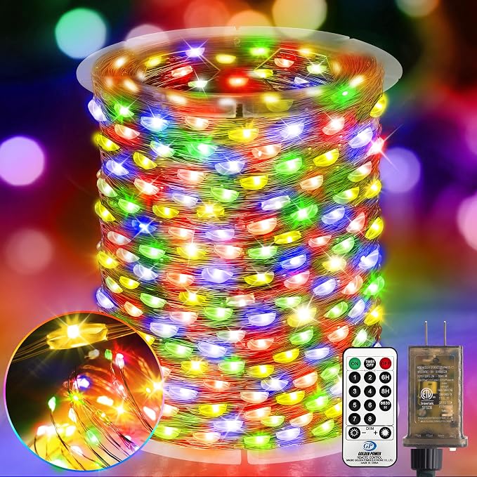 KNONEW 400FT Outdoor Christmas Fairy Lights Plug in,1200 LED String Lights Outdoor Waterproof 8 Modes Memory Times for Wedding Bedroom Walls Garden Trees Decoration