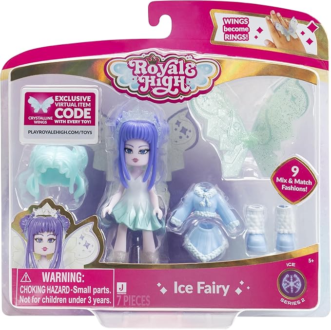 3” Ice Fairy Fashion Doll - 1 Figure with 9 Fashion Accessories - Virtual Item Code Included - Series 2 - Ages 5+