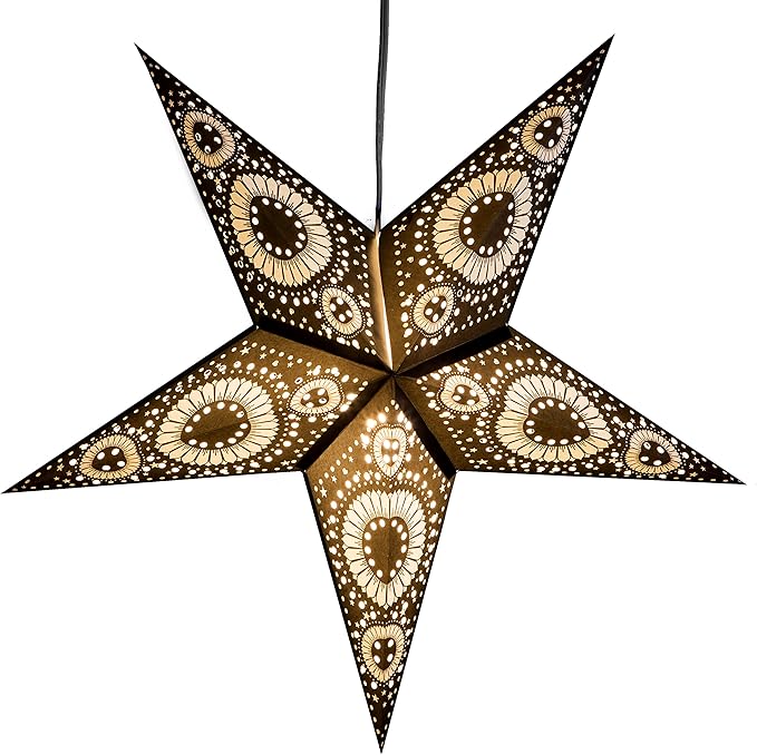 Sunflower Black Paper Star Lantern with 12 Foot Power Cord Included