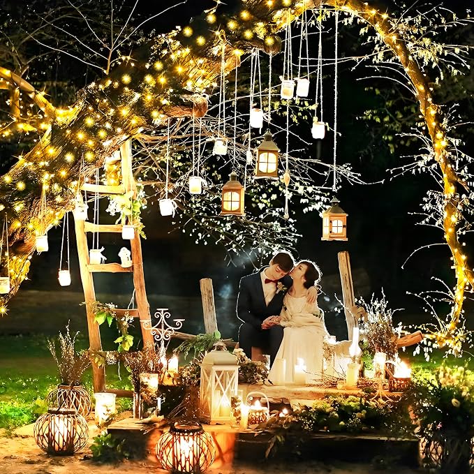 KNONEW 400FT 1200LED Outdoor Fairy Lights Plug in Warm White Xmas Decor | Timer, Memory, Dimmable, Remote, Waterproof, Copper Wire, Flexible, for Garden, Wedding, Party, Indoor/Outdoor, Christmas