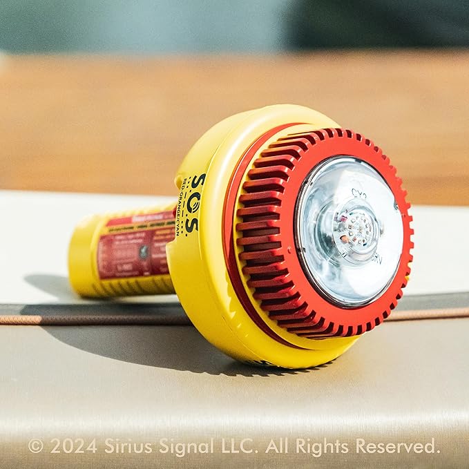 Sirius Signal C-1002 SOS LED Distress Signal, 2-Color + IR - USCG Approved | Electronic Boat Flare Replacement, Bright Two-Color (Red-Orange/Cyan) + Infrared, Includes Mount, Daytime Flag & Whistle