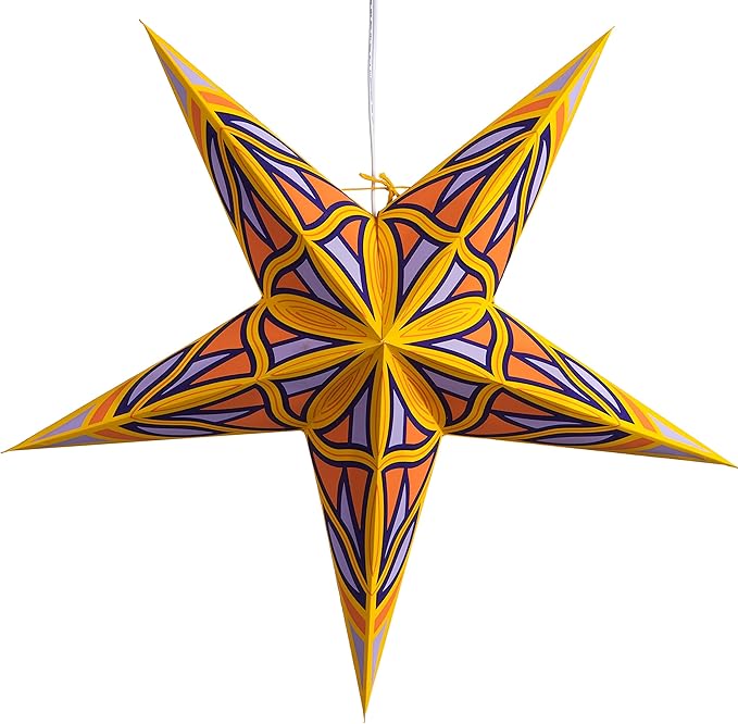 Mosaic Paper Star Lantern with 12 Foot Power Cord Included