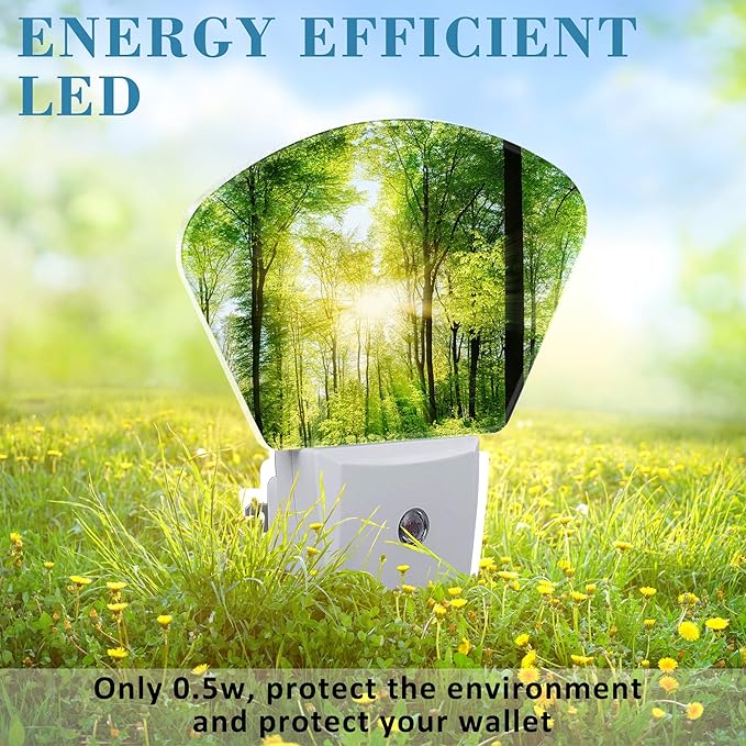 Light in The Lush Forest Night Light Plug into Wall, Sun Light Night Light with Dusk to Dawn Sensor for Kid Girls Boys Women Men Bedroom, Hallway, Kitchen, Bathroom, Stairs Decor