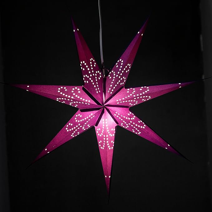 Hometown Evolution, Inc. Fountain Purple Paper Star Lantern with 12 Foot Power Cord Included