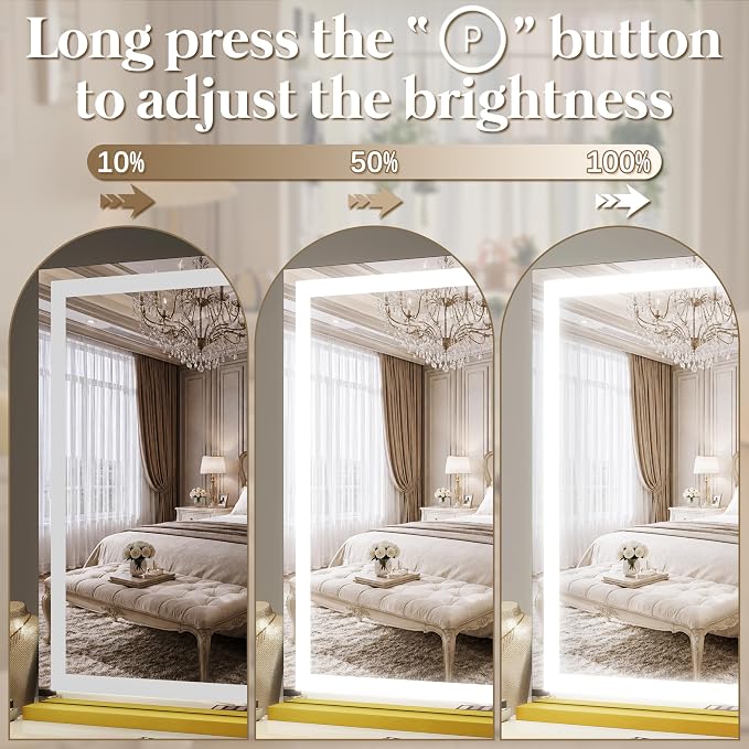 FENNIO Large Vanity Mirror with Lights，40" x 28"Makeup Mirror with Lights，Hollywood Mirror with 3 Color Modes & Adjustable Brightness，Vanity Mirror Square Gold