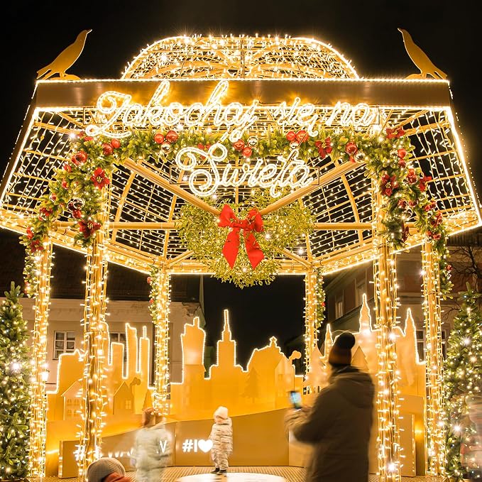 Warm White Christmas String Lights, 33FT 100 LED Fairy Lights Indoor | 8 Modes with Memory, Connectable, IP65 Waterproof, Transparent Wire, Up to 5 Sets, Widely use for Classroom, Bedroom, dorm