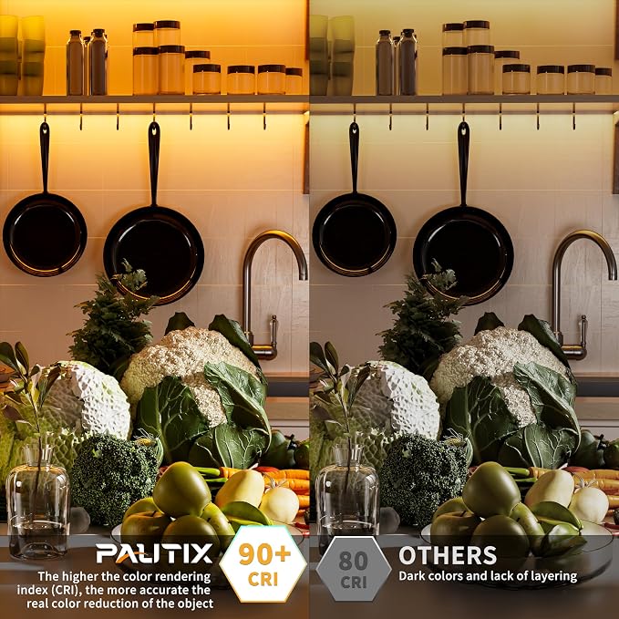 PAUTIX COB LED Strip Light 20ft/6.1m 3087LEDs Warm White 2000K CRI90+ High Lumen,DC24V Flexible LED Tape for Cabinet Home DIY Lighting Projects with 1pcs COB Connector Wire(Power Supply Not Included)