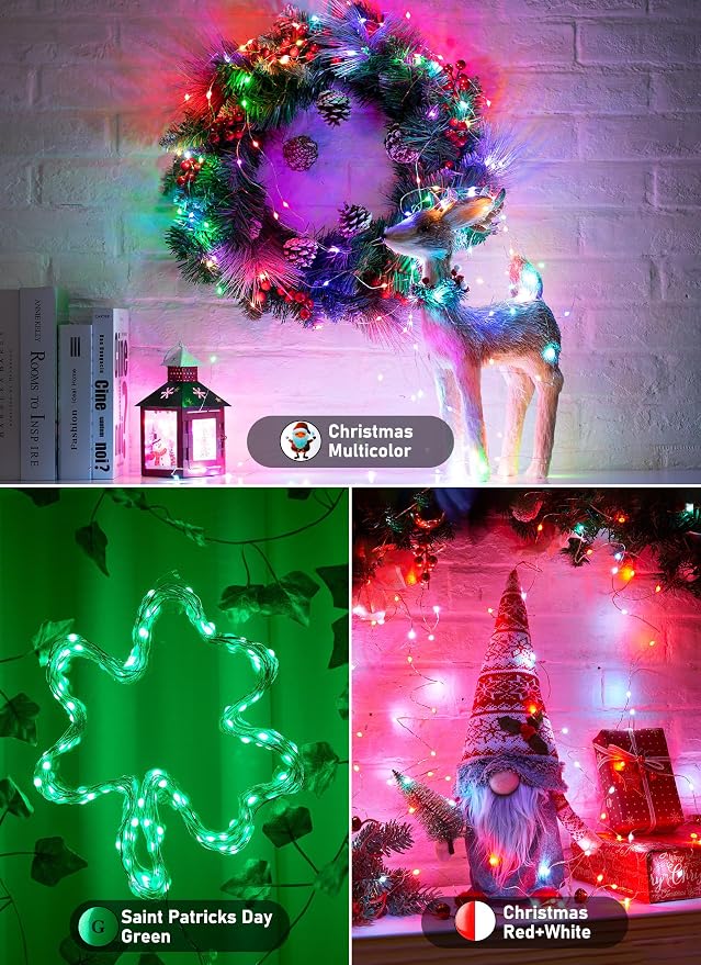 Minetom Fairy Lights Color Changing, 66FT 200 LED String Lights with Remote | USB Fairy Light with 16 Single Colors & 6 Holiday Colors,12 Mode,Timer, Christma String Light for Bedroom Halloween Classroom