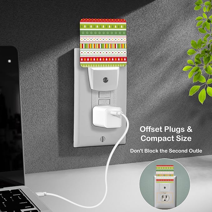 LED Night Light Lamp with Smart Sensor Dusk to Dawn Sensor,Bright Christmas Ribbons Night Light Daylight White,0.5W Plug-into Wall for Adults,Bedroom,Bathroom,Hallway,Kitchen