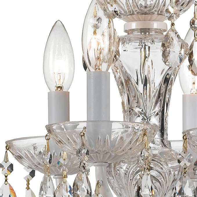 Traditional Crystal 4 Light Clear Italian Crystal Wet White Mini Chandelier