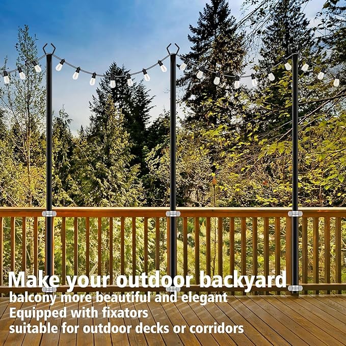 AILBTON 10Ft Exterior Light Poles 8 Pack, Durable Metal Light Posts for Outdoor Use, Equipped with Fixed Brackets for Yard, Terrace, Backyard and Garden Decor