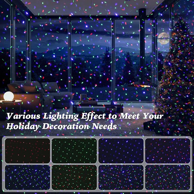 Christmas Laser Lights Projector Outdoor, AIRIVO 3 Color Motion Firefly Lights Projector, Moving Red, Green and Blue Star Light Waterproof with Remote Control for Garden,Home, Landscape
