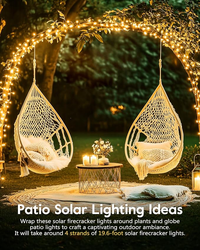 240 LED Solar Fairy Lights Outdoor Waterproof IP65, 20FT 8 Lighting Modes | Solar Christmas Lights Outdoor Waterproof Cascading Twinkle Lights Balcony Garland Patio Christmas Decorations, Warm White