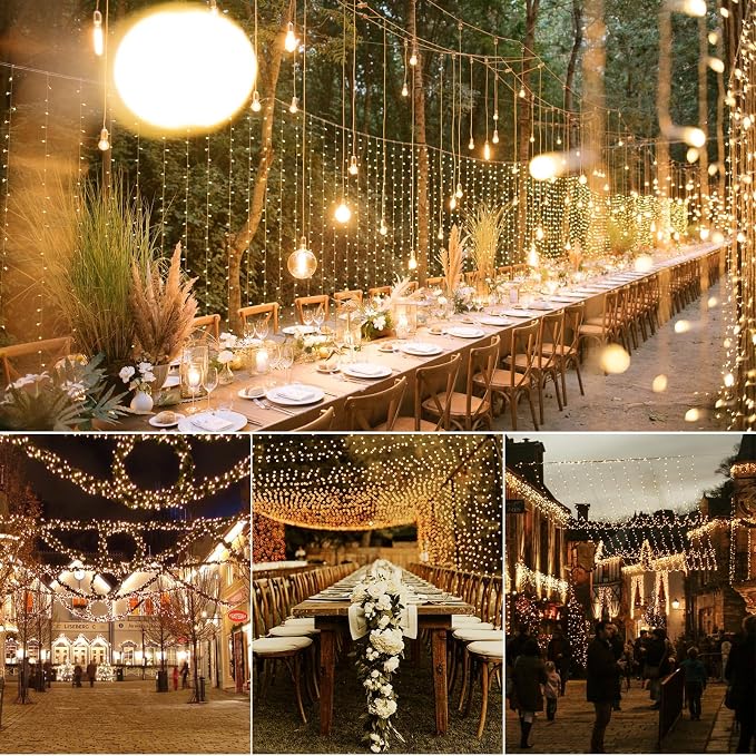 Battery Operated Fairy Lights with Remote - 200 LED Christmas Twinkle Lights with Timer, 16Ft Green Wire, Waterproof String Light for Bedroom, Garland, Outdoor Tree, Wreath - Battery Power