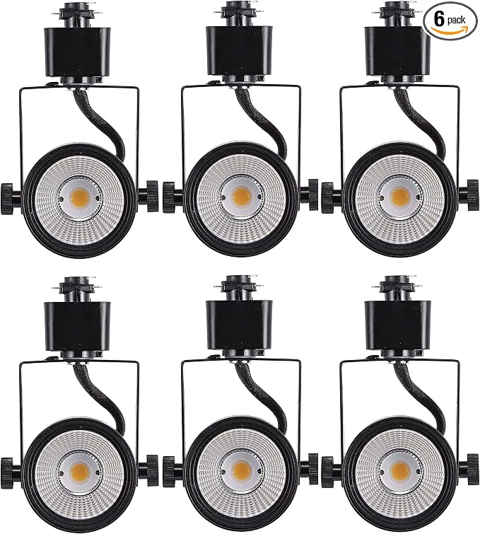 CLOUDY BAY 8W Dimmable LED Track Light Head,4000K Cool White CRI90+ True Color Rendering Adjustable Tilt Angle Track Lighting Fixture,40° Angle for Accent Retail,Black Finish,Halo Type- Pack of 6