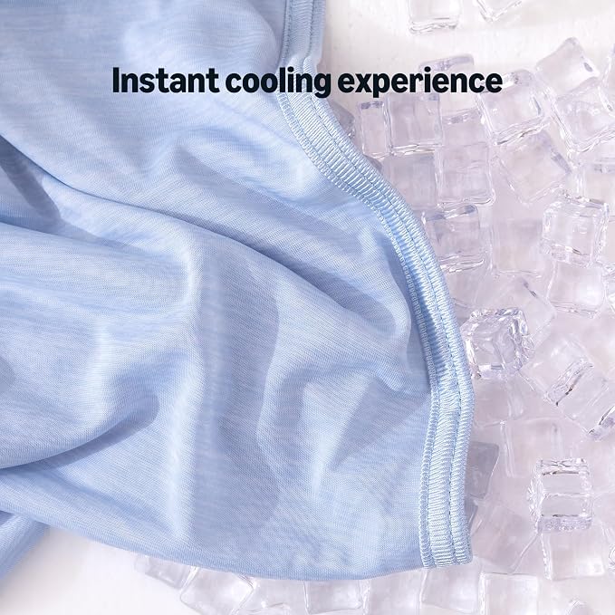 Amazon Basics Cooling Blanket for Hot Sleepers, Reversible Lightweight Thin Throw Blanket for Bed, Couch and Sofa, Queen (90" x 90"), Blue