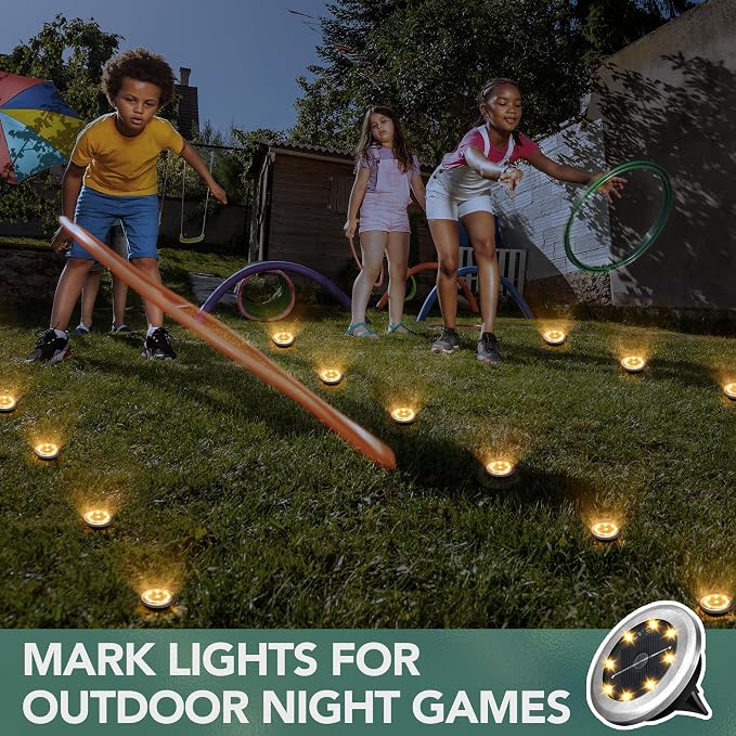 SOLPEX 10 Pack Small Solar Ground Lights, Pathway Lights Warm White | Stainless Steel Solar Powered Walkway Lights Waterproof, Landscape Lighting for Driveway, Garden, Backyard, Patio