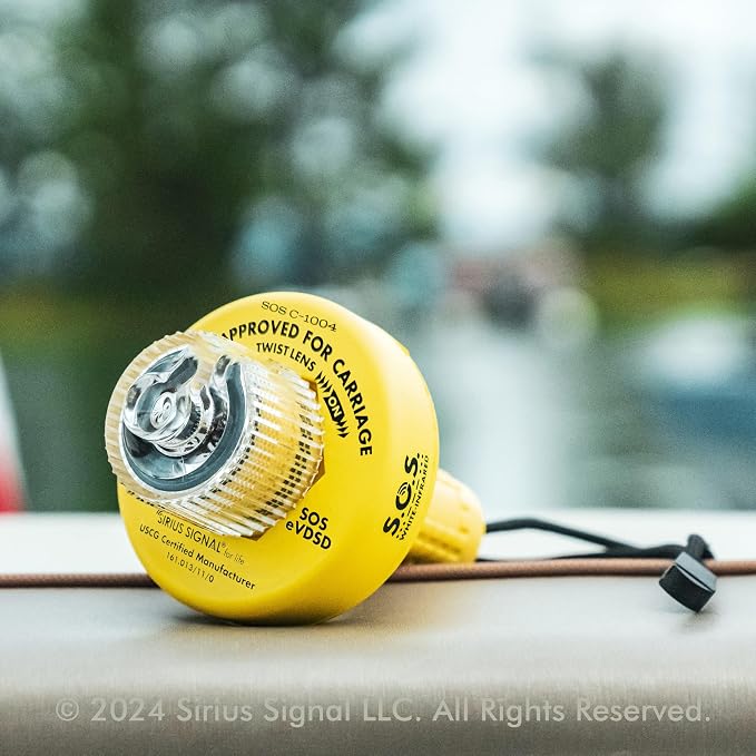 Sirius Signal C-1004 SOS LED Distress Signal, White + IR - USCG Approved | Electronic Boat Flare Replacement, Bright White Light + Infrared, Includes Mounts, Daytime Flag & Whistle