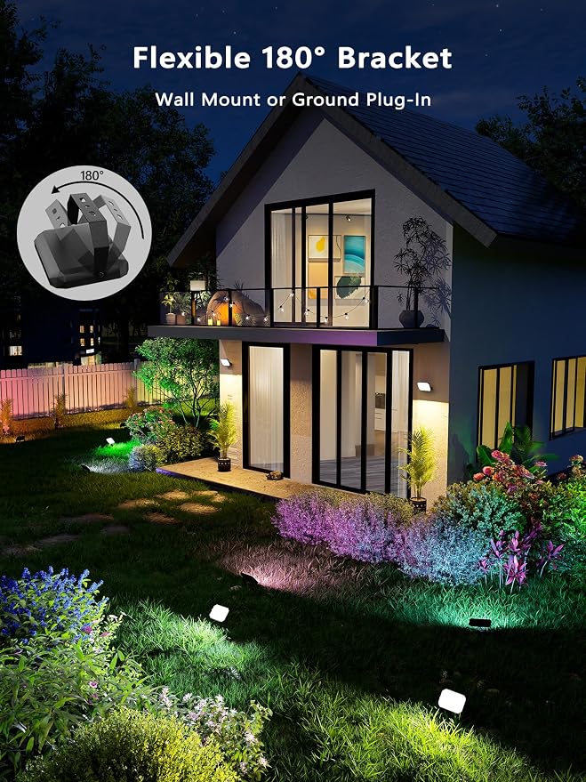BrizLabs Orange Purple Halloween Outdoor Flood Lights 4 Pack Color Changing | App/Voice Controlled; RGBCW; WiFi Smart Landscape Lighting; LED Floodlights for Fall Autumn Xmas Garden Yard Lawn Pathway