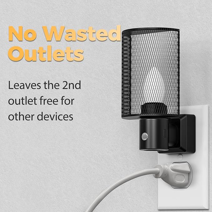 LED Night Light Plug in, Night Lights Plug into Wall | Dusk-to-Dawn Sensor, Vintage Farmhouse Decor, 3 Level Brightness Adjustable, Dimmable Nightlights for Adults, Bathroom
