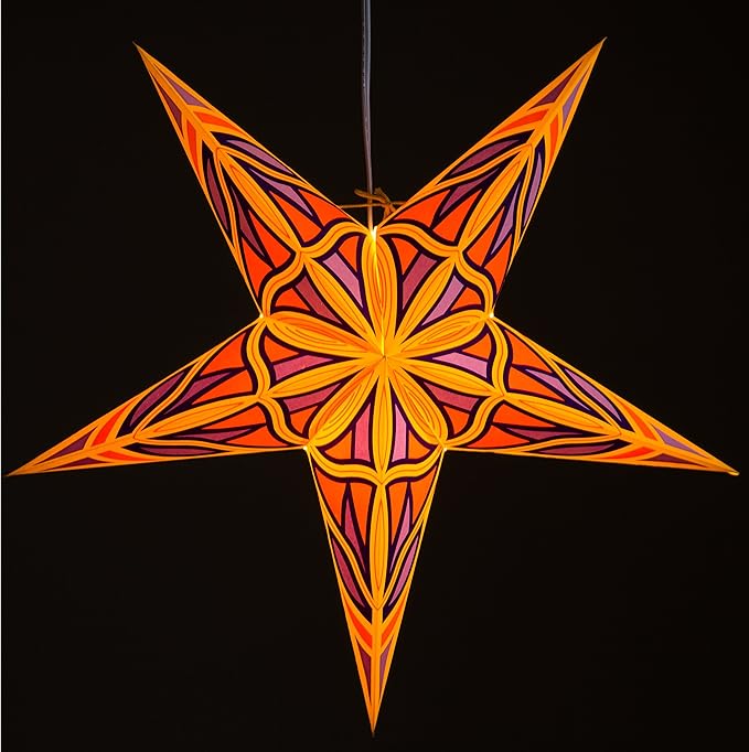 Mosaic Paper Star Lantern with 12 Foot Power Cord Included