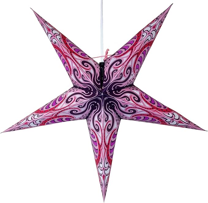 Lavender Pink Obsession Paper Star Lantern with 12 Foot Power Cord Included