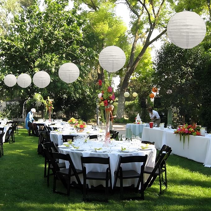 20Pcs Gray Paper Lanterns for Parties, 6” 8” 10” 12” Chinese Asian Hanging Round Paper Lanterns for Birthday Wedding Halloween Christmas Home Decor Party Decor