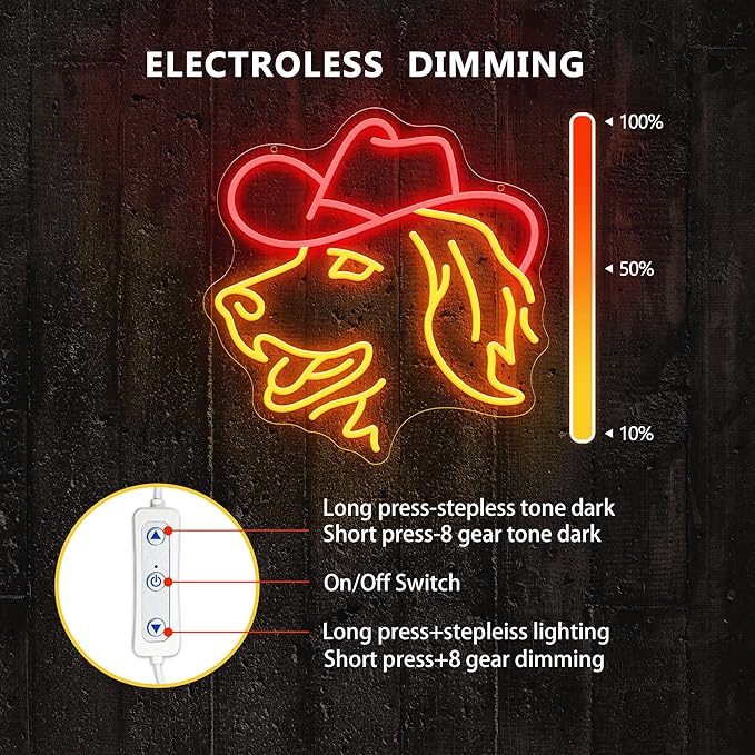 Golden Retriever Neon Signs, Dimmable Dog Neon Light for Wall Decor, Cute Animal with Hat LED Sign for Bedroom Home Man Cave Pet Shop Decor, USB Powered, Birthday Party Christmas Gifts for Pet Dog Lovers