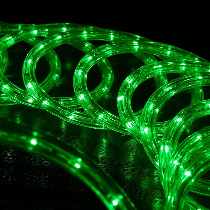 WYZworks 1116LEDs, 100ft LED Outside Rope Lights, Waterproof Permanent Outdoor ETL Certified Connectable Clear Tube, Christmas Palm Tree Holiday Decorative Landscape Patio Accent Lighting - Green