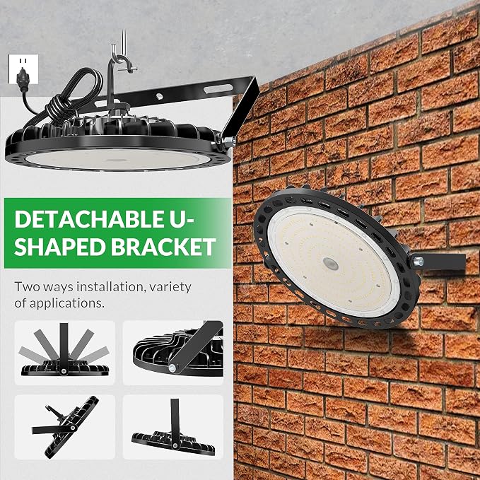 LED High Bay Light 150W, 22500LM LED Shop Light AC100-277V 5000K ETL Listed | IP65 LED Warehouse Lights UFO Commercial Shop Lights for Workshop Factory Barn Garage Plug & Play 2 Pack