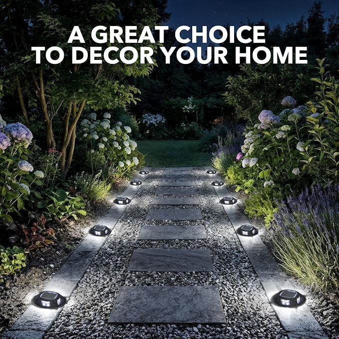 AGPTEK Solar Driveway Light Outdoor 1 Pack, 2 Color Modes LED Deck Dock | Marine Waterproof Driveway Marker Lights for Step Sidewalk Stair Garden Pathway Walkway Yard (Blue Light/Cool White, Black)