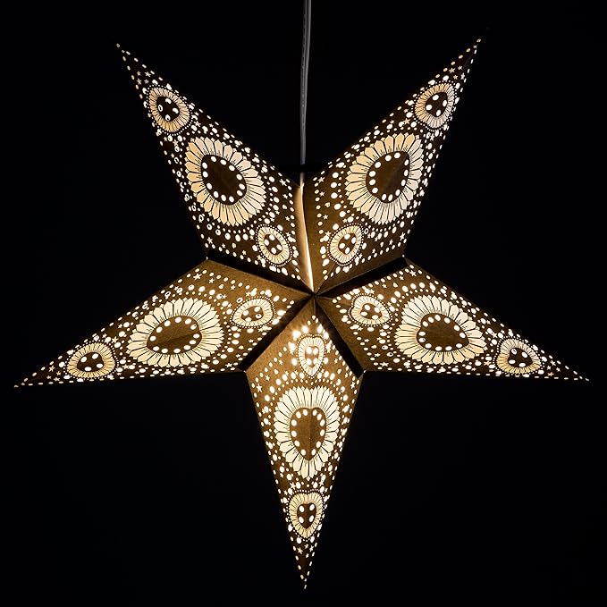 Sunflower Black Paper Star Lantern with 12 Foot Power Cord Included