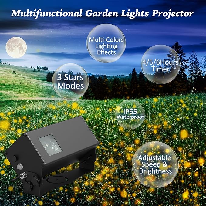 AIRIVO Outdoor Laser Lights Projector, 5 Color Motion Firefly Lights Star Show Projection Light, Christmas Projector Light with Remote Control for Holidays Halloween Decoration Home, Garden, Patio