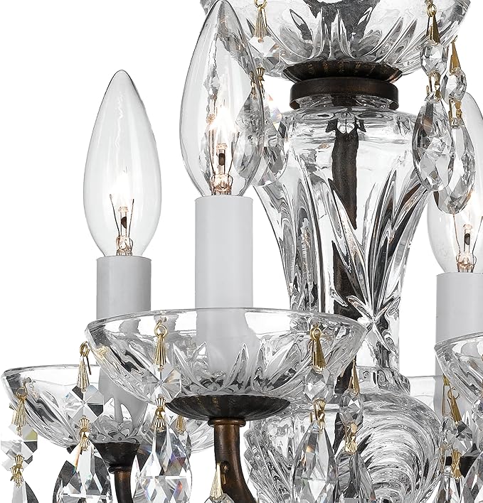 Crystorama Traditional Crystal 4 Light Hand Cut Crystal English Bronze Mini Chandelier
