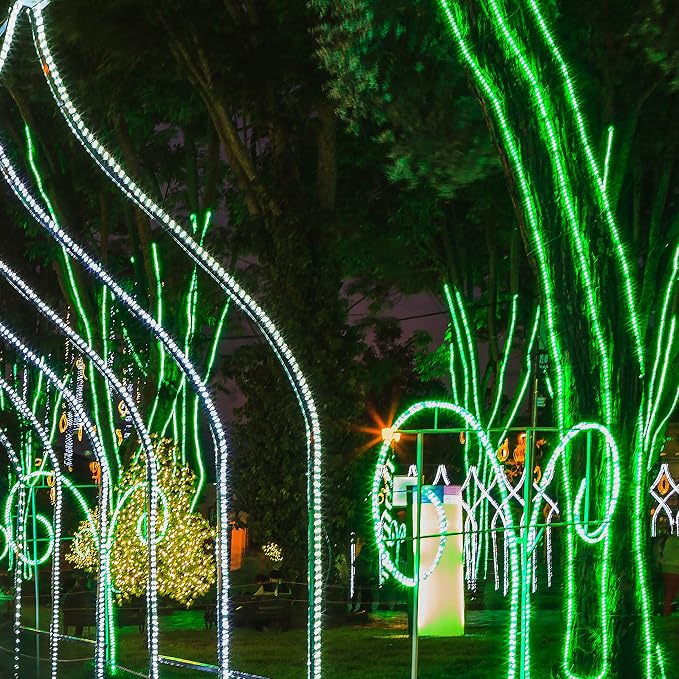Wintergreen Lighting 150ft 1800 LED Heavy Duty Green Rope Light Kit - Flexible LED Light Rope for Outdoor & Bedroom, 120V, Inch, 2-Wire
