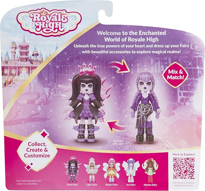 3” Dark Fairy Fashion Doll - 1 Figure with 9 Fashion Accessories - Virtual Item Code Included - Series 2 - Ages 5+