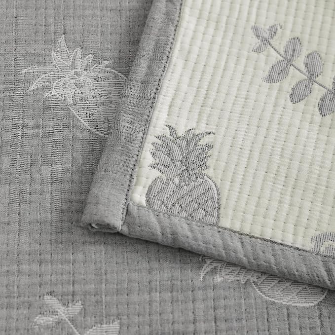 NTBAY 3 Layer Oversized Muslin Toddler Blanket, 45 x 60, Grey Pineapple | Muslin Cotton Outer Layers with Light Thermal Fiber Fill, Reversible Blanket for Daycare, Travel, Naps, and Supervised Use