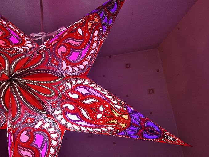 Paper Star Lantern Lampshade, 60 cm, Hanging Decorations for Christmas, Wedding, Home, Party (Red, Blue, Multi)