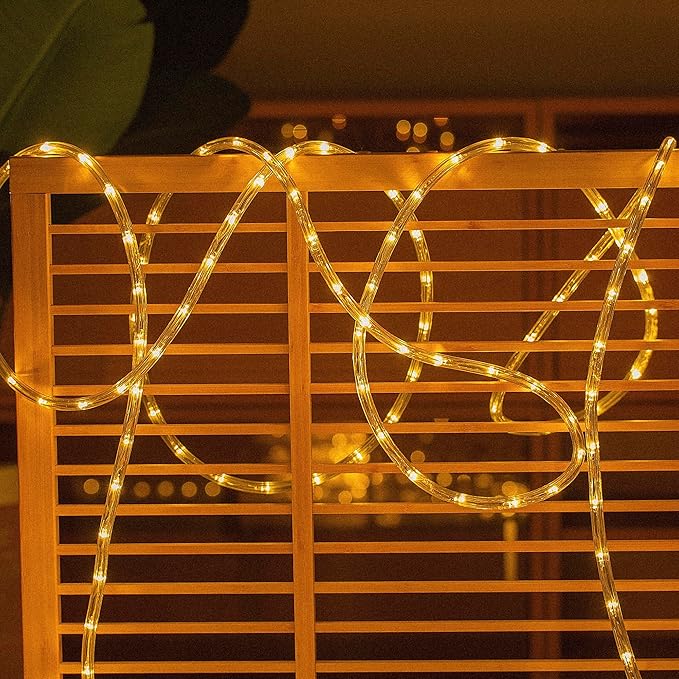 Waterproof LED Rope Lights, Connectable & Flexible with 8 Modes, Outdoor Lighting for Deck, Garden, Pool, Patio & Christmas Decor (Warm White, 20ft)