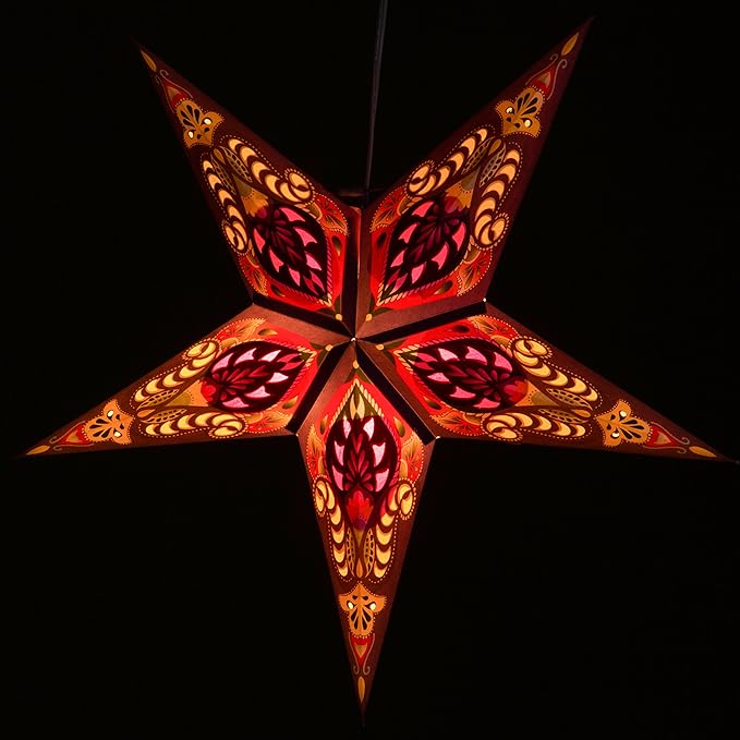 Ganasha Purple Paper Star Lantern with 12 Foot Power Cord Included
