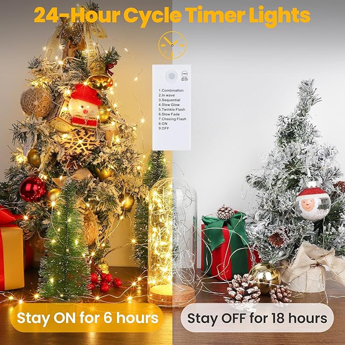 Mlambert 2 Pack 16.4FT LED Fairy Lights Battery Operated, Rechargeable Twinkle Lights for Bedroom, Christmas Decor, Holiday Party, Warm White