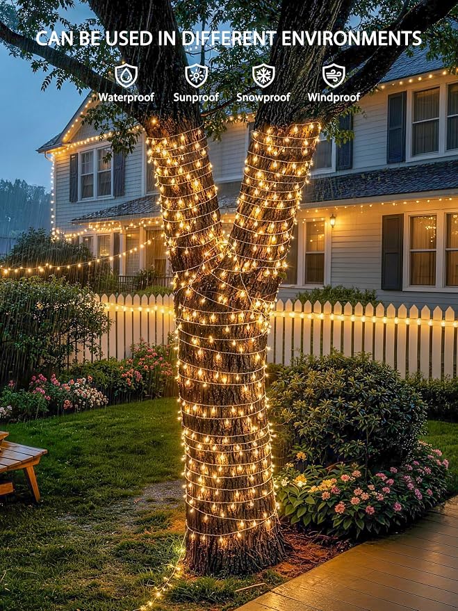 JMEXSUSS 400 LED RGB String Lights Indoor for Bedroom Plug in | Color Changing Christmas Lights Outdoor Clear Wire, Remote, Decorative Lights for Tree Room Party Halloween Decorations